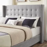 Zavior Melina Tufted Wingback Linen Bed thumbnail 4