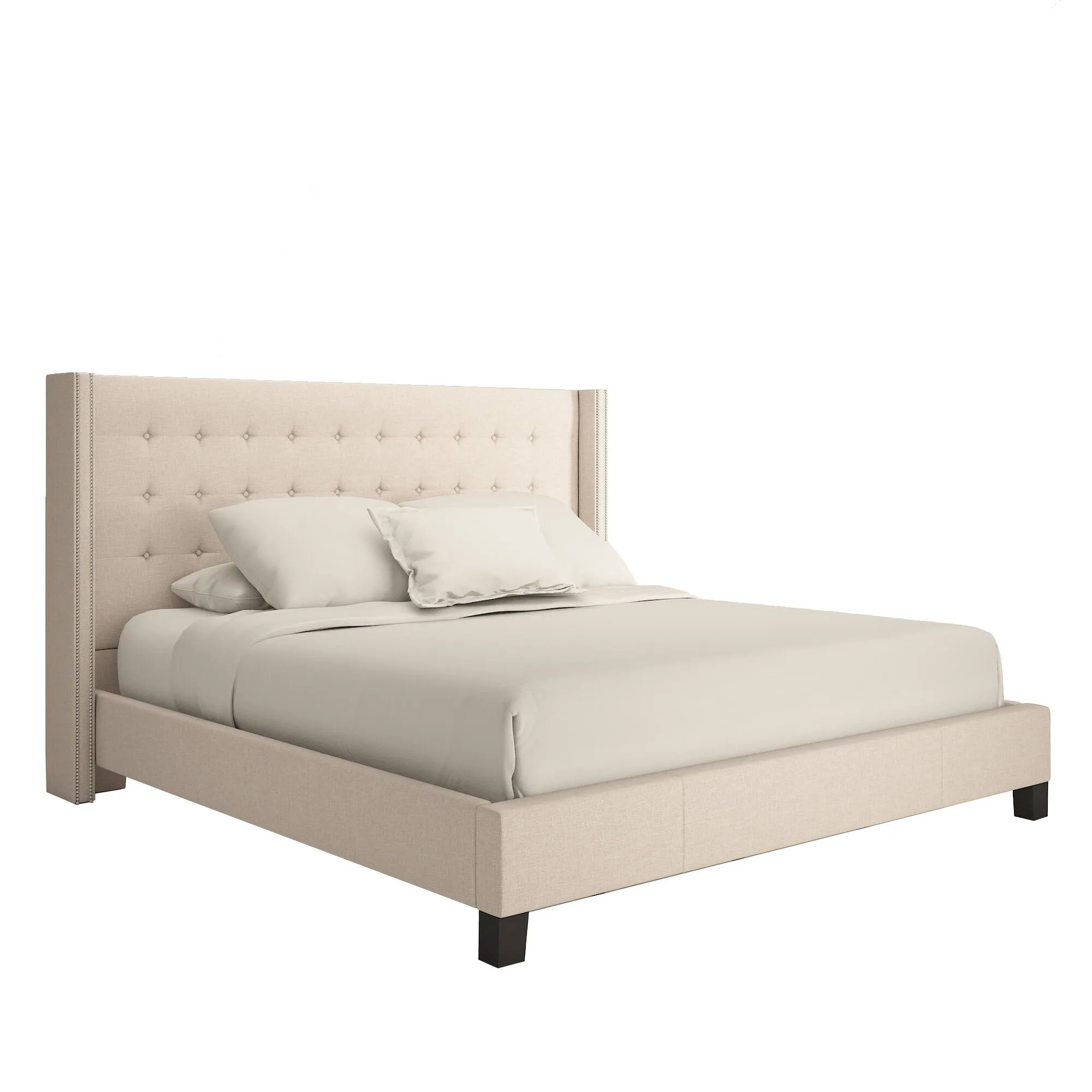 Zavior Melina Tufted Wingback Linen Bed