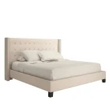 Zavior Melina Tufted Wingback Linen Bed thumbnail 6
