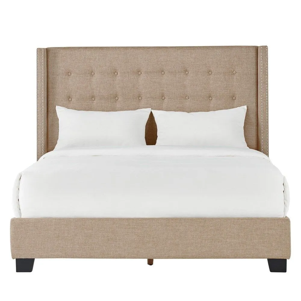 Zavior Melina Tufted Wingback Linen Bed
