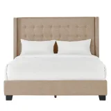 Zavior Melina Tufted Wingback Linen Bed thumbnail 5