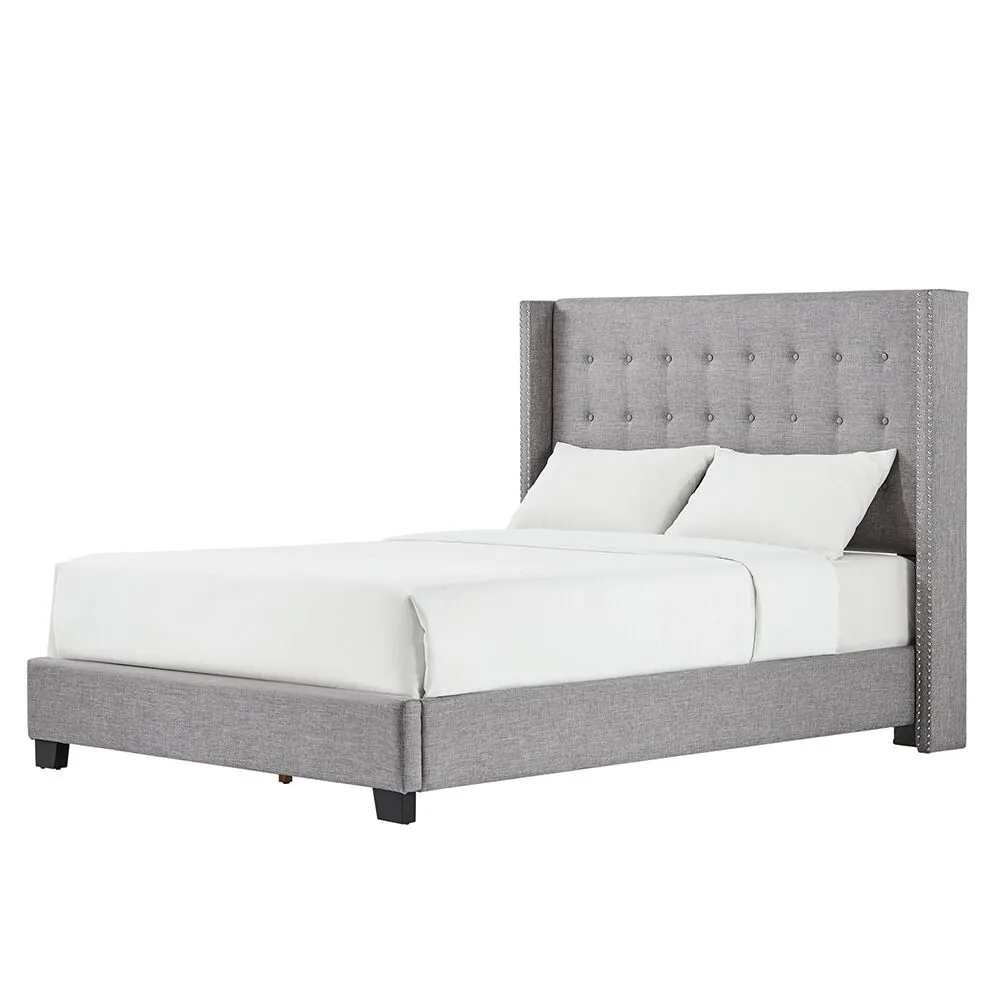 Zavior Melina Tufted Wingback Linen Bed