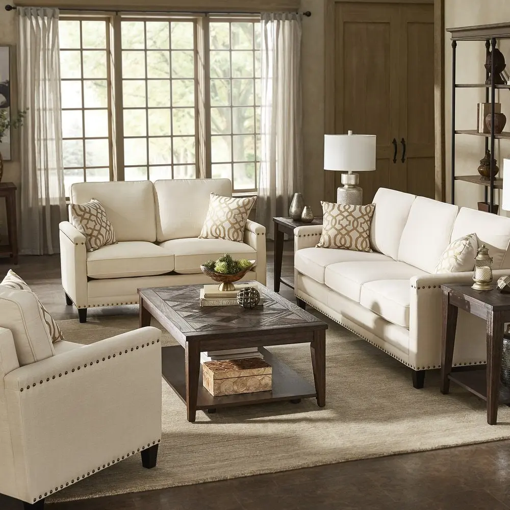 Hersfeld Ivory Fabric Sofa or Loveseat – furniture