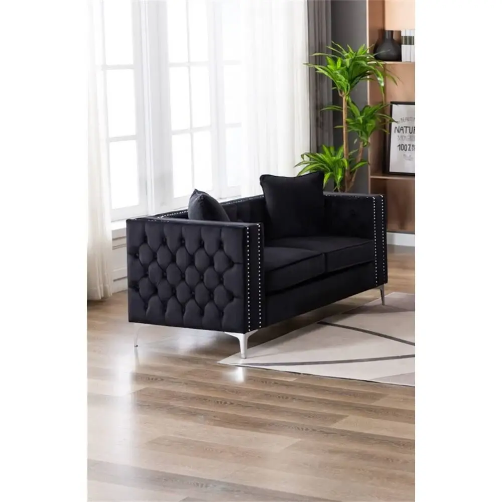 Silver Orchid Winters Velvet Loveseat – furniture