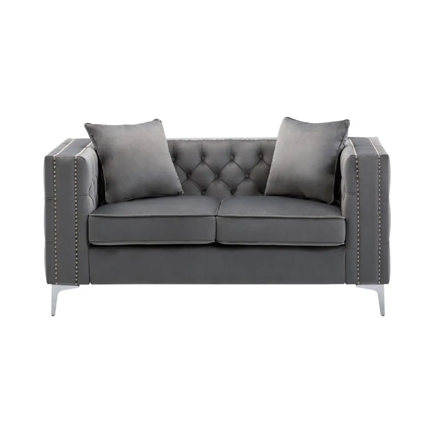 Silver Orchid Winters Velvet Loveseat – furniture
