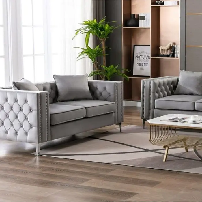 Silver Orchid Winters Velvet Loveseat – furniture