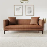 Tan Brown Faux Leather 3 Seater Sofa – Zavior Furniture – furniture