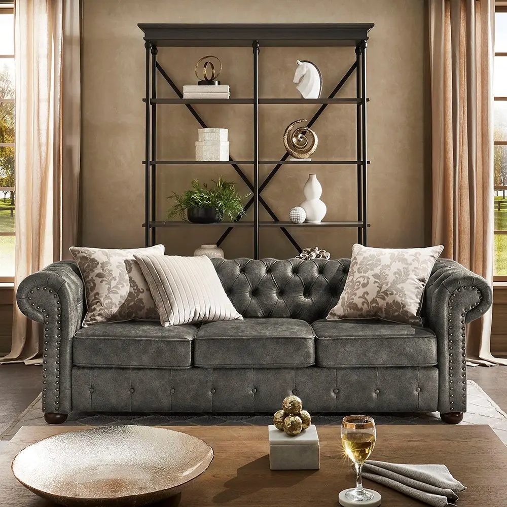 Tufted Scroll Arm Chesterfield Sofa – furniture