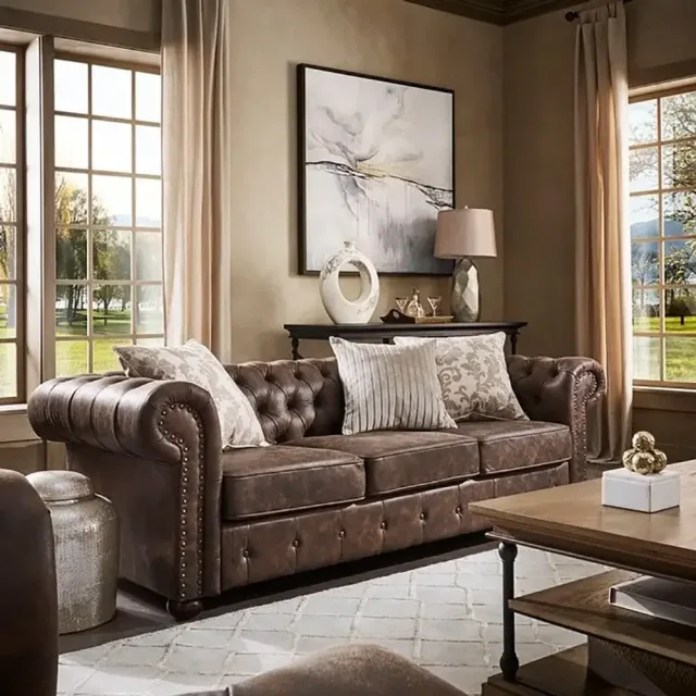 Tufted Scroll Arm Chesterfield Sofa – furniture