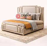 Zavior Luxury PU Leather Bed with Gold Accents thumbnail 1