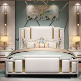 Zavior Luxury PU Leather Bed with Gold Accents thumbnail 3