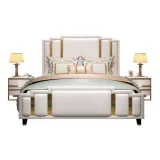 Zavior Luxury PU Leather Bed with Gold Accents thumbnail 4