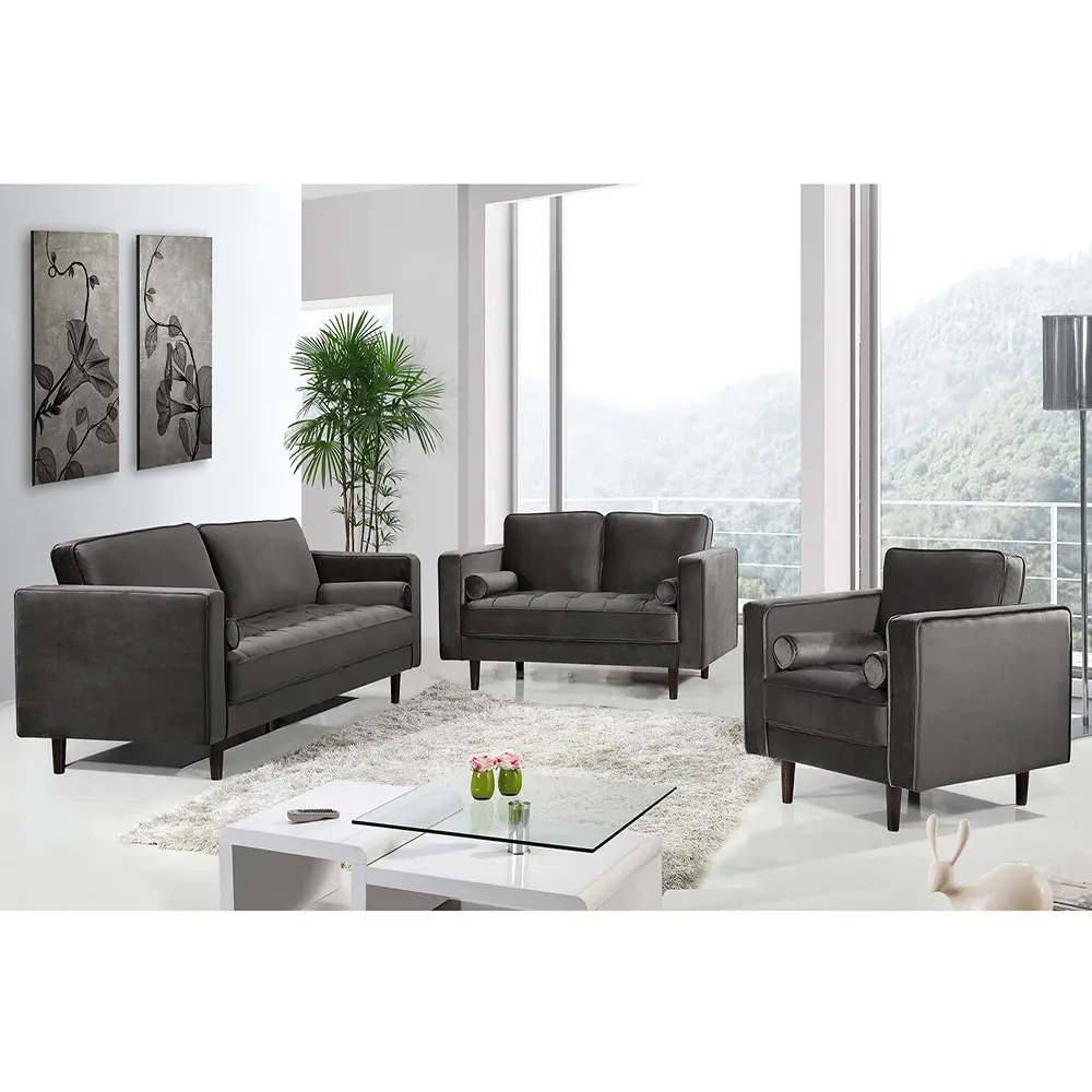 Velvet fabric contemporary tufted sofa – furniture