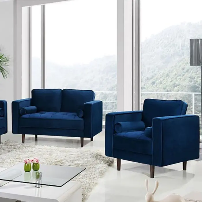 Velvet fabric contemporary tufted sofa – furniture