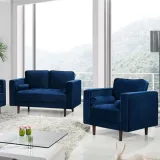 Velvet fabric contemporary tufted sofa – furniture thumbnail 1
