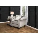 Royal style tufted sofa in light mocha fabric – furniture thumbnail 3
