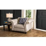 Royal style tufted sofa in light mocha fabric – furniture thumbnail 4