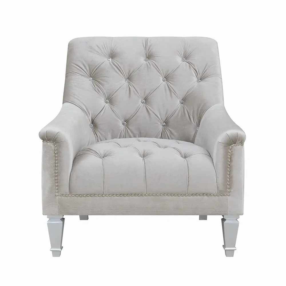 Traditional gray fabric tufted curved back sofa – furniture