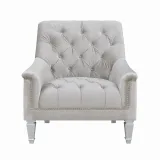 Traditional gray fabric tufted curved back sofa – furniture thumbnail 2