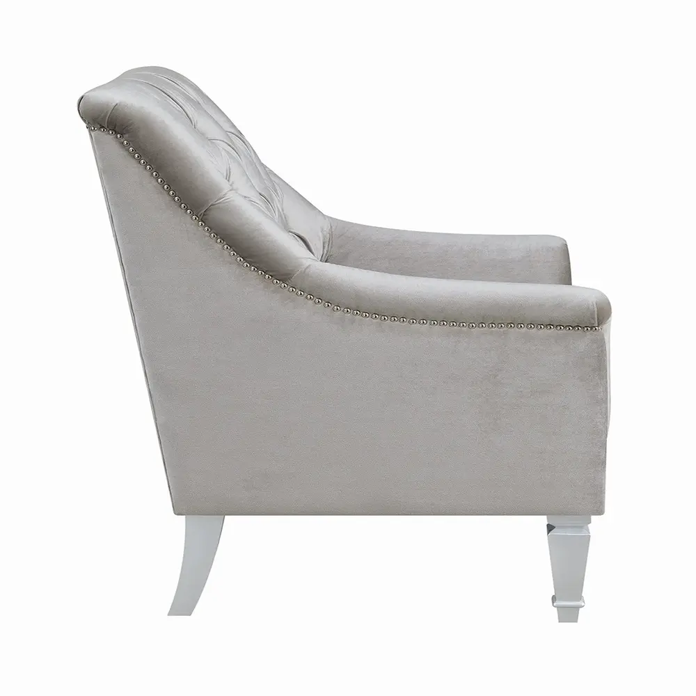 Traditional gray fabric tufted curved back sofa – furniture
