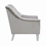 Traditional gray fabric tufted curved back sofa – furniture thumbnail 4