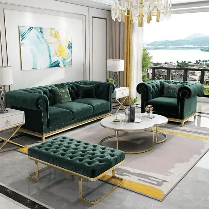 High Profile Sofa with Ottoman – furniture