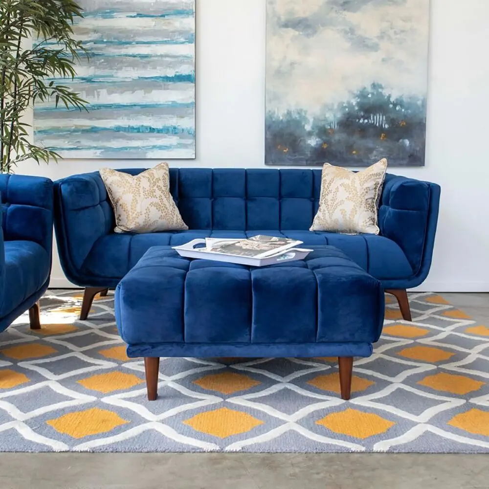 Flared Arm Tufted Velvet 3 Seater Sofa – furniture