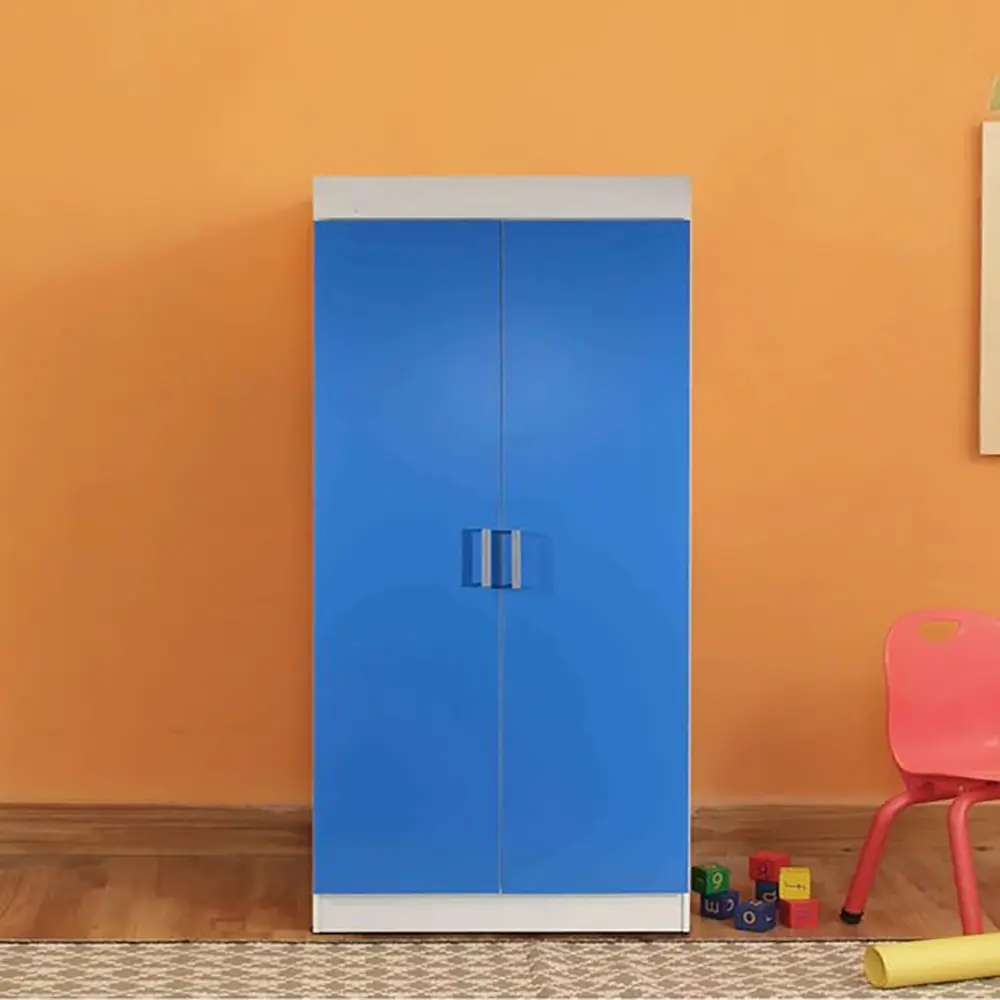 Aqua Splash 2 Door Wardrobe in White & Blue Finish – furniture