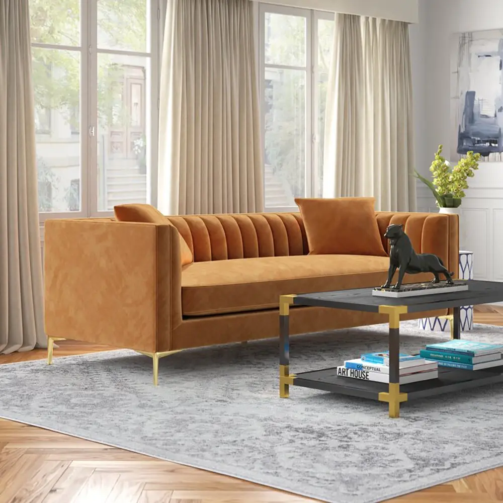 Jacqueline Velvet Square Arm 3 Seater Sofa – furniture
