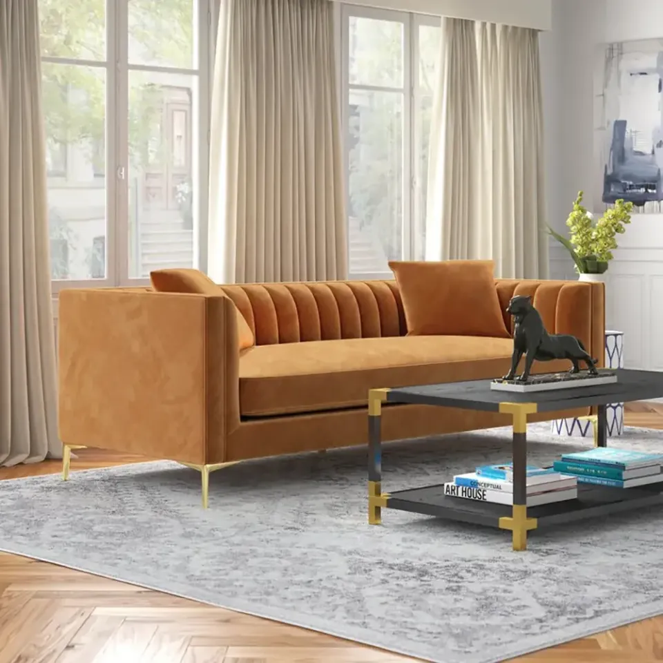 Jacqueline Velvet Square Arm 3 Seater Sofa – furniture - product image 3