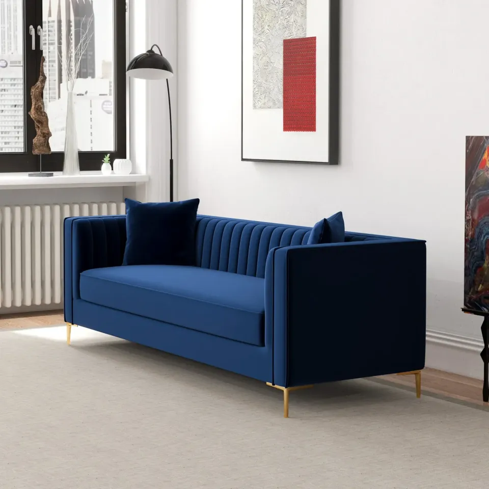 Jacqueline Velvet Square Arm 3 Seater Sofa – furniture - product image 4