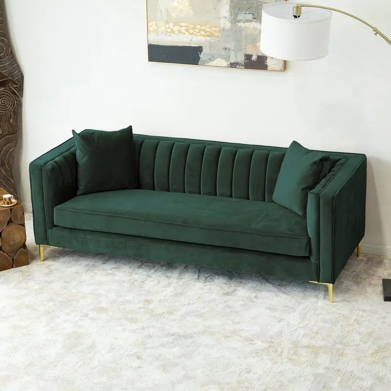 Jacqueline Velvet Square Arm 3 Seater Sofa – furniture