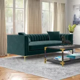 Jacqueline Velvet Square Arm 3 Seater Sofa – furniture thumbnail 1