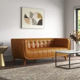 Ardrie PVC Faux Leather Flared Arm Sofa – furniture thumbnail 1