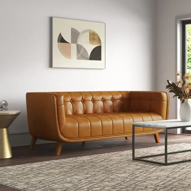 Ardrie PVC Faux Leather Flared Arm Sofa – furniture