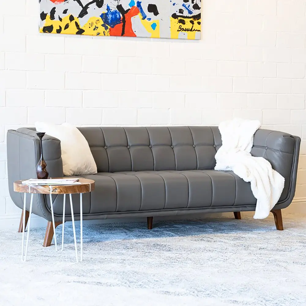 Ardrie PVC Faux Leather Flared Arm Sofa – furniture