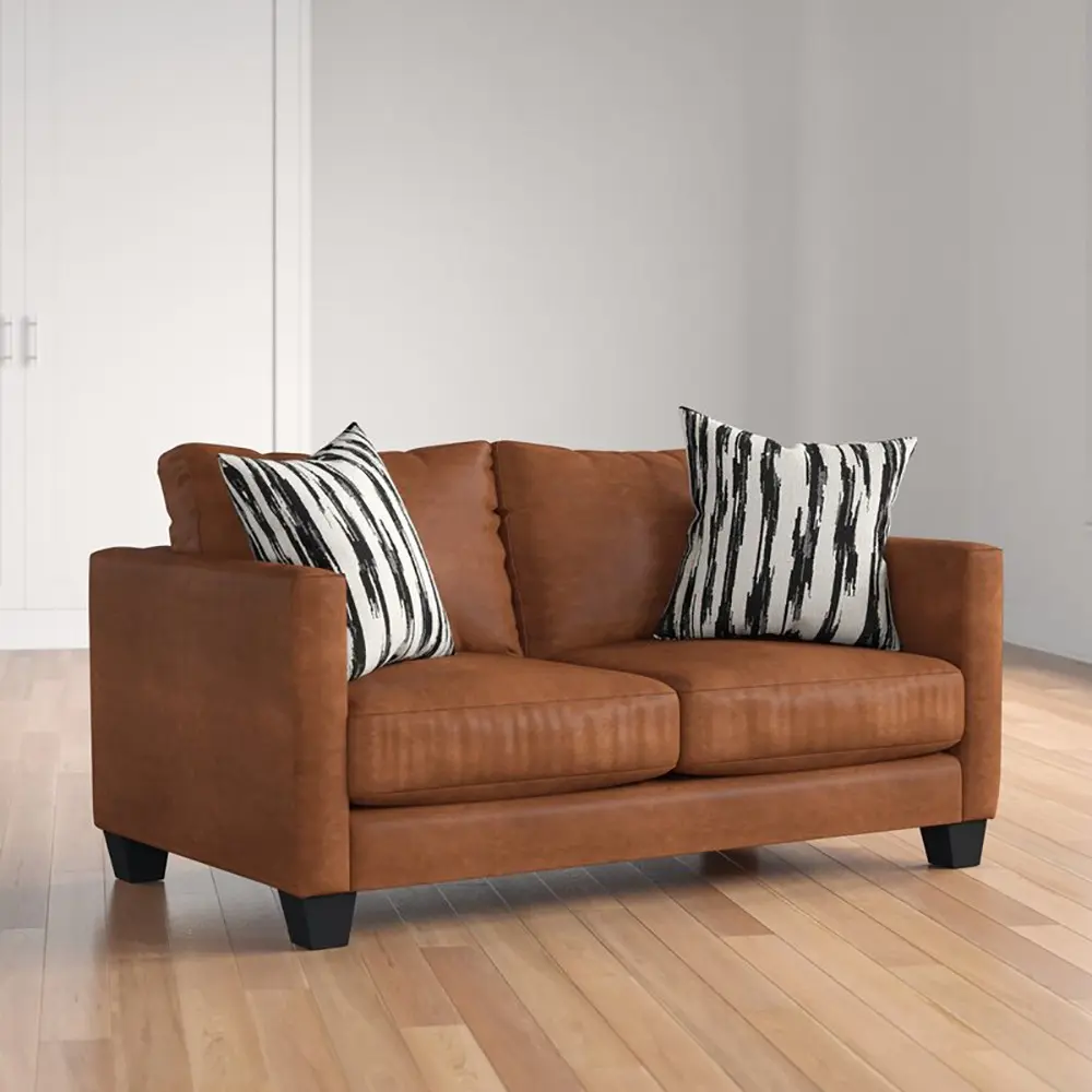 Hubbardston Faux Leather Square Arm Loveseat – furniture