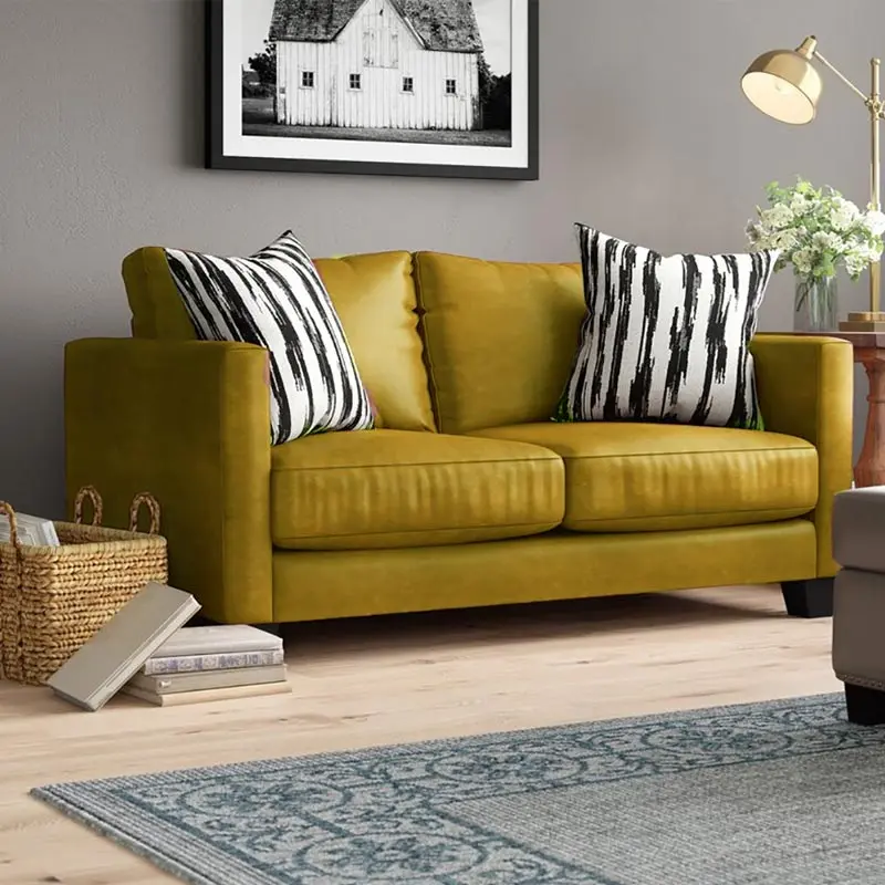 Hubbardston Faux Leather Square Arm Loveseat – furniture
