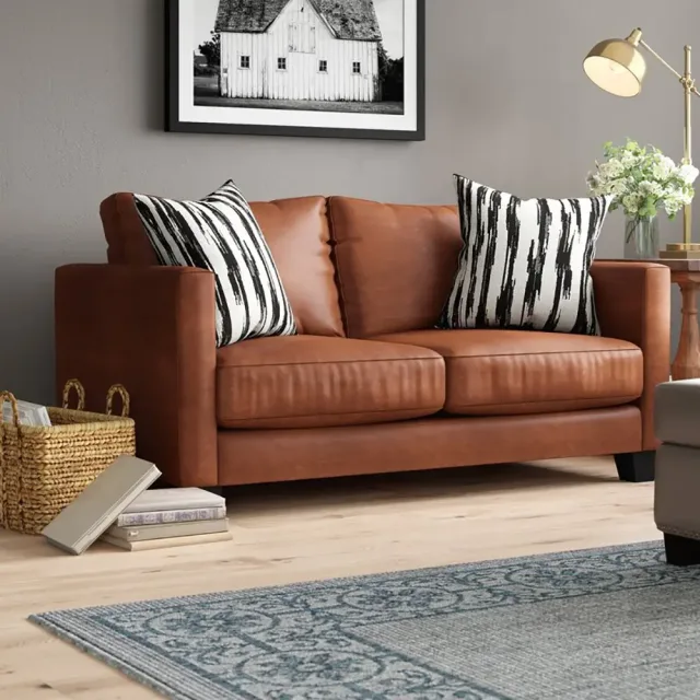 Hubbardston Faux Leather Square Arm Loveseat – furniture