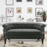 Khalifa Linen Rolled Arm Loveseat – furniture thumbnail 2