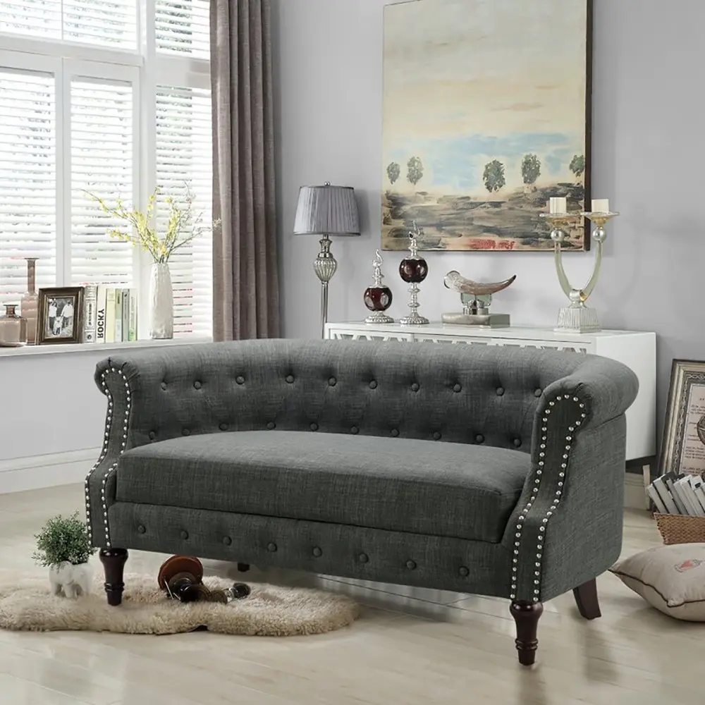 Khalifa Linen Rolled Arm Loveseat – furniture