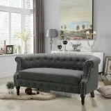 Khalifa Linen Rolled Arm Loveseat – furniture thumbnail 3
