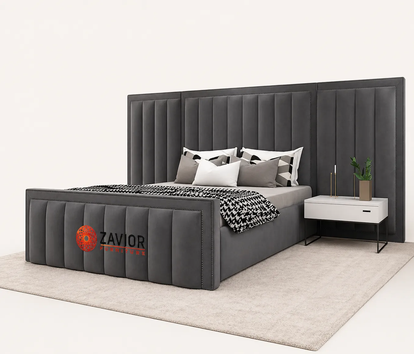 Zavior Velvet Upholstered Platform Bed