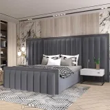 Zavior Velvet Upholstered Platform Bed thumbnail 2