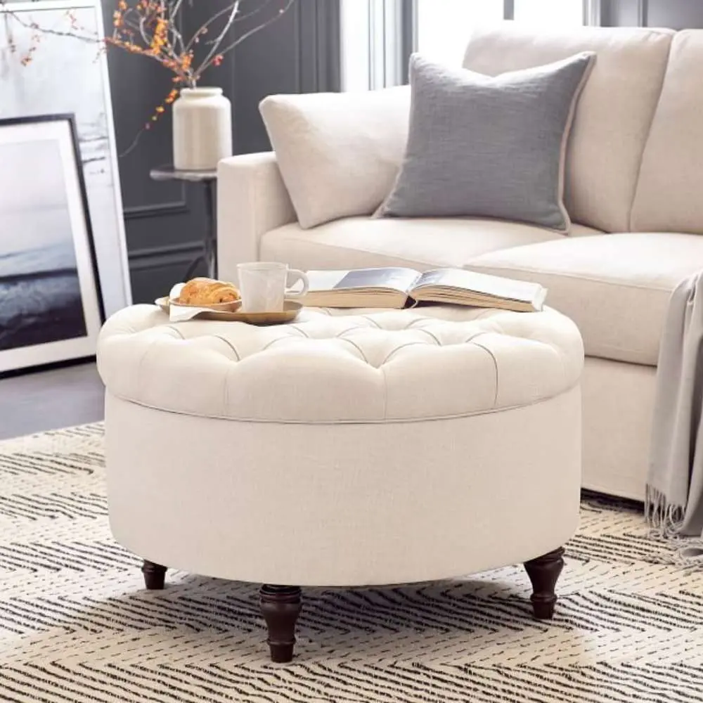 Zavior Tufted Round Storage Ottoman – furniture