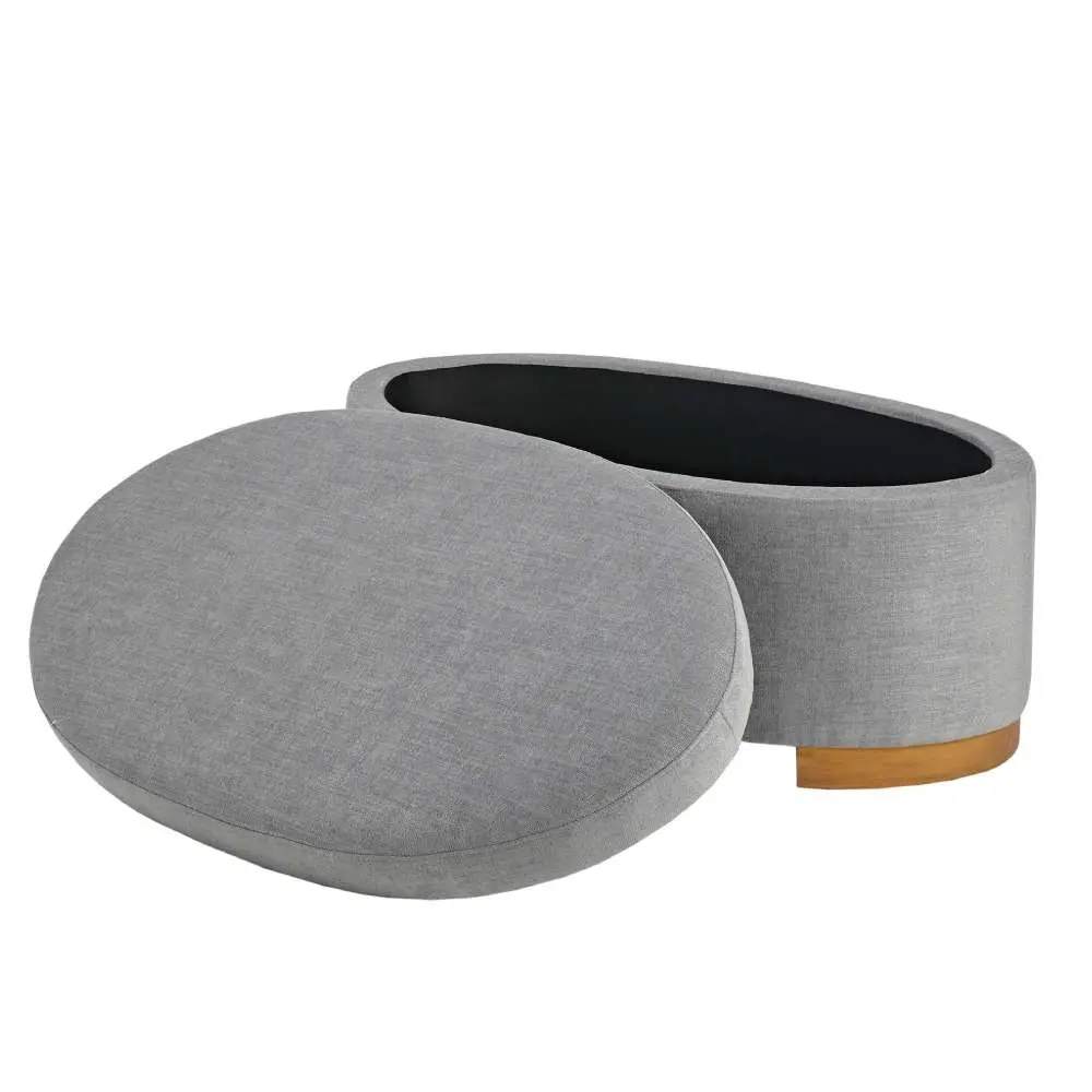 Oval Shape Grey Storage Ottoman – furniture