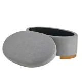 Oval Shape Grey Storage Ottoman – furniture thumbnail 2