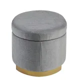 Oval Shape Grey Storage Ottoman – furniture thumbnail 3