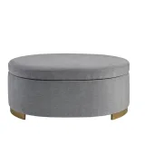 Oval Shape Grey Storage Ottoman – furniture thumbnail 4