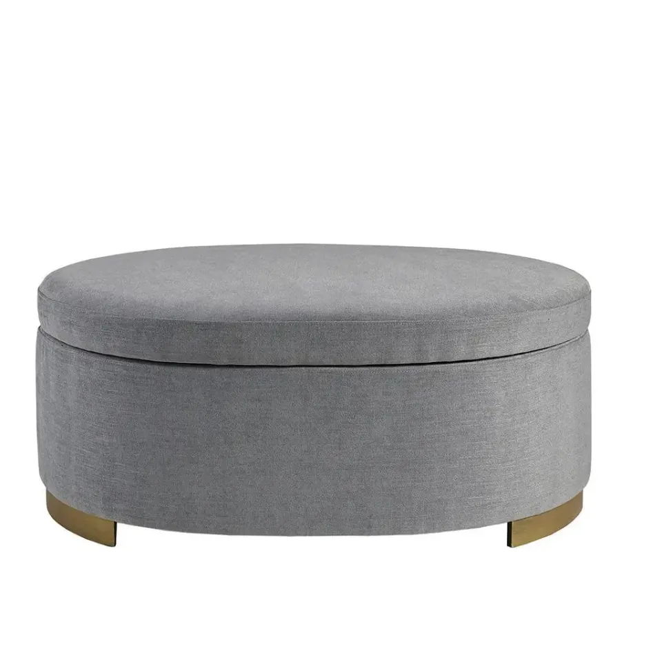 Oval Shape Grey Storage Ottoman – furniture - product image 4